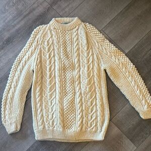 Blarney woolen mills Ireland sweater Connal Crew Neck  Aran Sweater Large